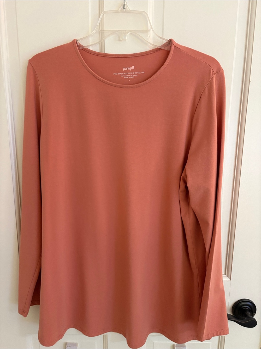 J. Jill Size L Pure Jill Pima Stretch-Cotton Shirttail Tee